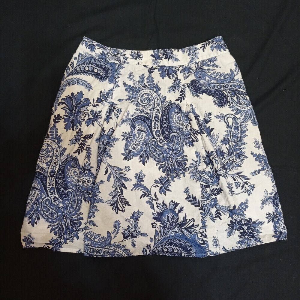 Tommy Bahama A-line Skirt Women's Small Blue Paisley Floral Pleated Size 6